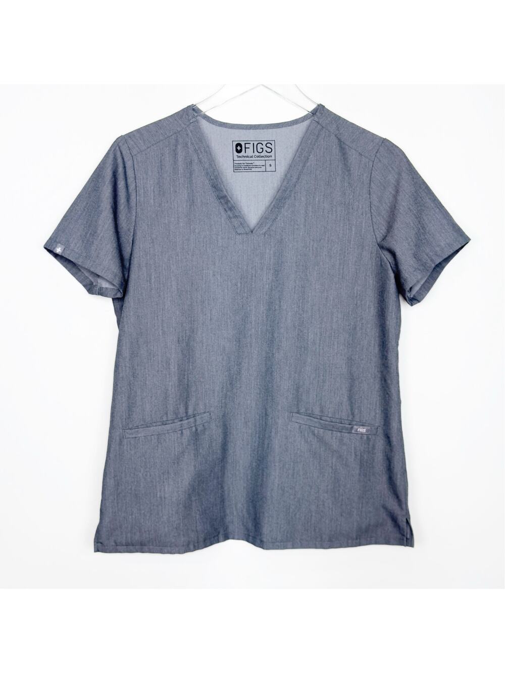 Figs Women's V-Neck Gray Scrub Top S